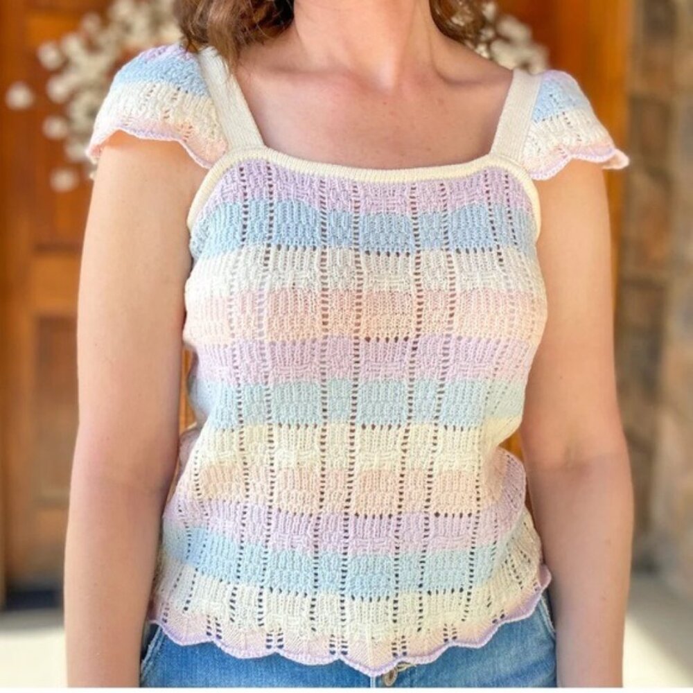 Andree by Unit Multicolor Pastel Unicorn Knit Top Size L NWT